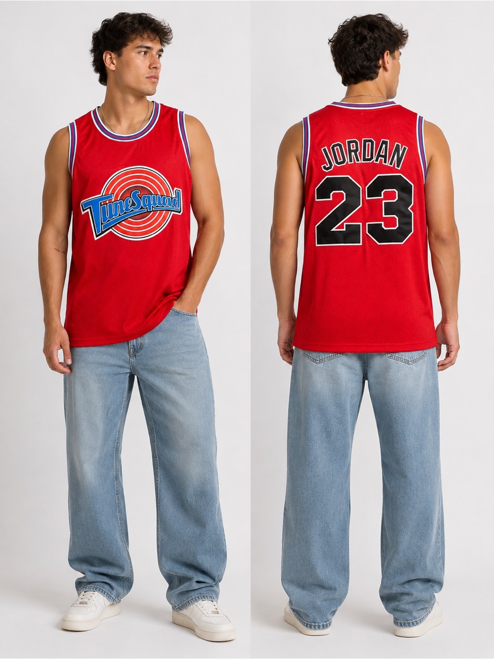 Tune Squad Space Jam Red Basketball Jersey Jordan 23 Looney Tunes Men's Size XL